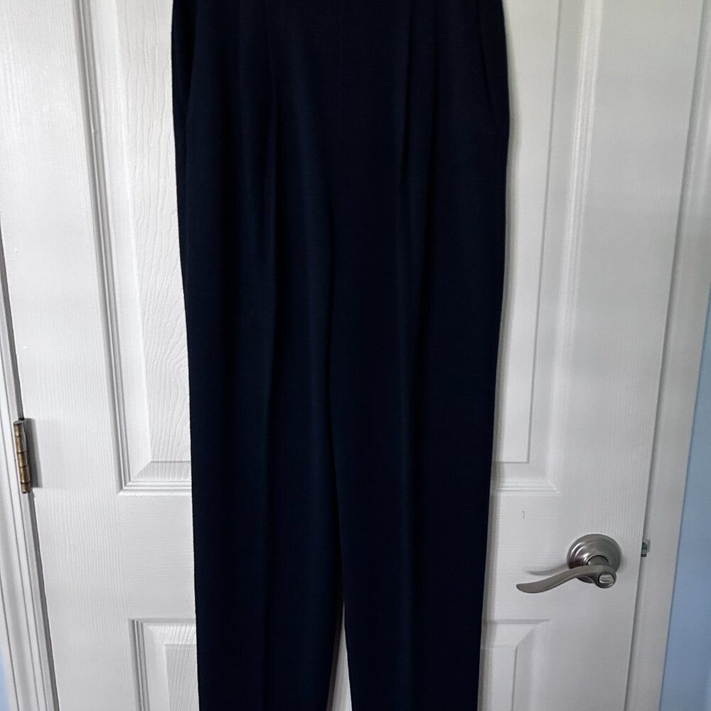 St John Basics Santana Knit Straight Leg Pants Midnight Blue Size 2